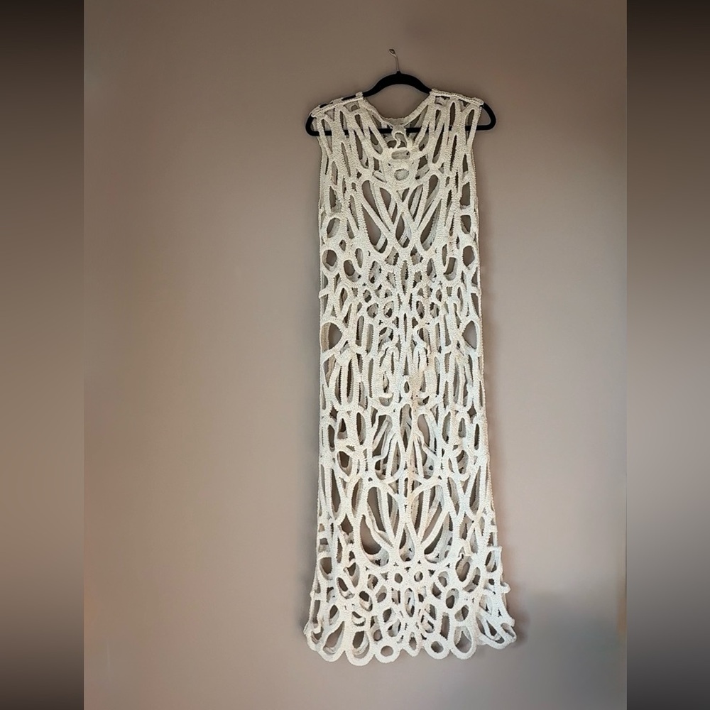 Zara Cream Openwork Crochet Maxi Cover-Up